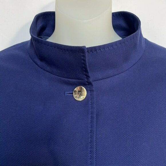 Escada Indigo Blue Coat Jacket with Golden Buttons Front Pockets Size L - Picture 11 of 15